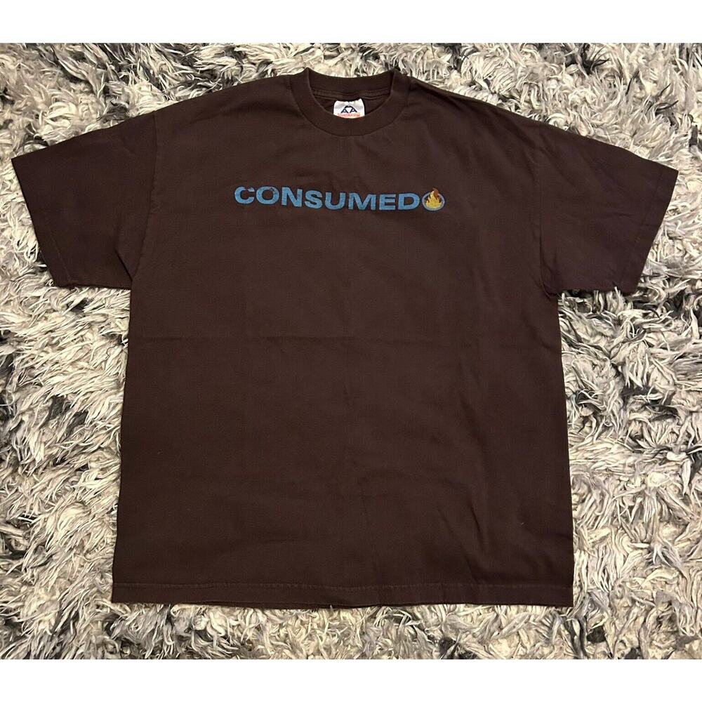 Vintage Firefighter Y2K Consumed Flame SYATP Size XL Brown 2003 T Shirt Fire